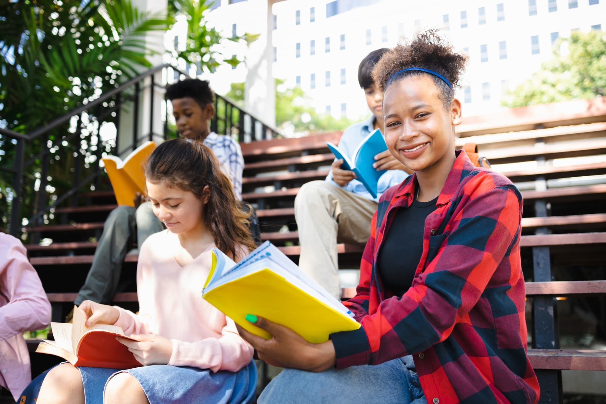 Diverse group of students on campus