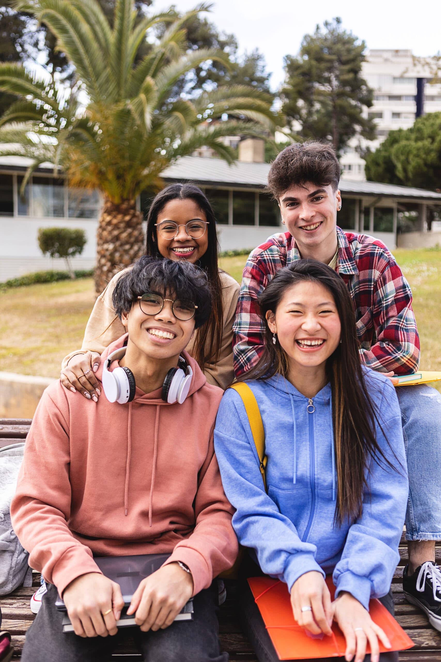 Multi-ethnic group of happy students